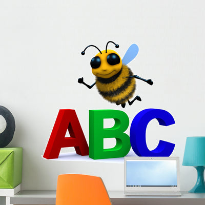 3D ABC Bee Wall Decal shown on a wall