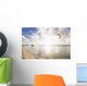 Kiteboarding in tropical lagoon in the South Pacific at sunset Wall Mural