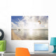 Kiteboarding in tropical lagoon in the South Pacific at sunset Wall Mural