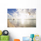 Kiteboarding in tropical lagoon in the South Pacific at sunset Wall Mural