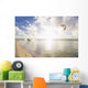 Kiteboarding in tropical lagoon in the South Pacific at sunset Wall Mural