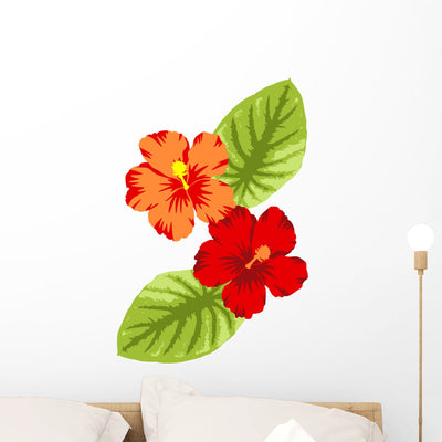 Exotic Flower Wall Decal shown on a wall