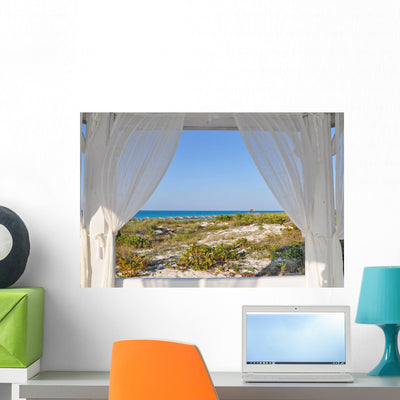 Window to Sea Wall Mural shown on a wall