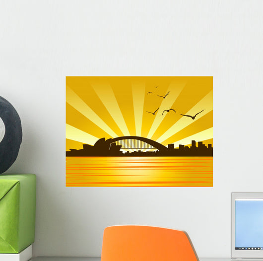 Illustration of cityscape sidney Wall Mural