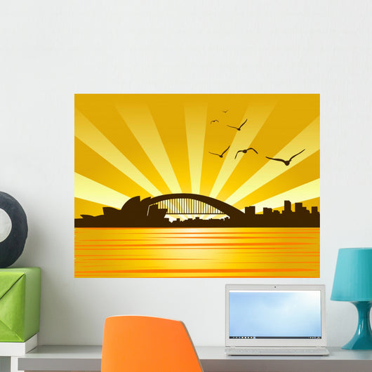 Illustration of cityscape sidney Wall Mural