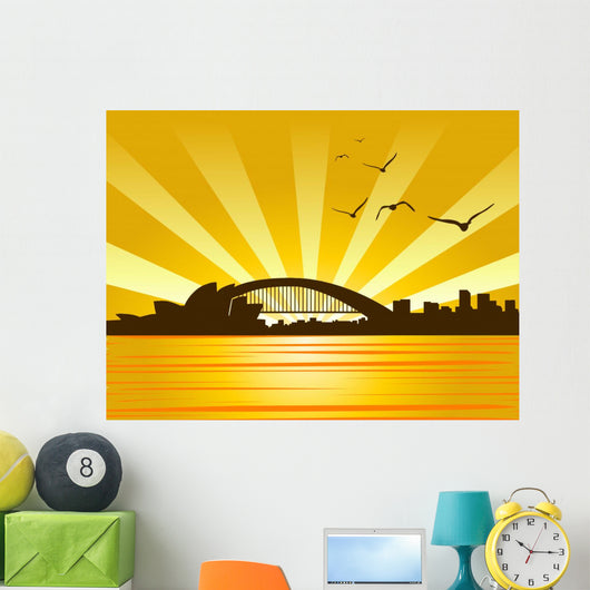 Illustration of cityscape sidney Wall Mural
