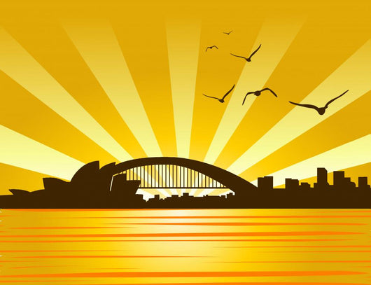 Illustration of cityscape sidney Wall Mural