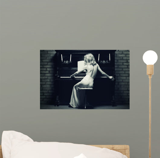 beautiful woman piano Wall Mural