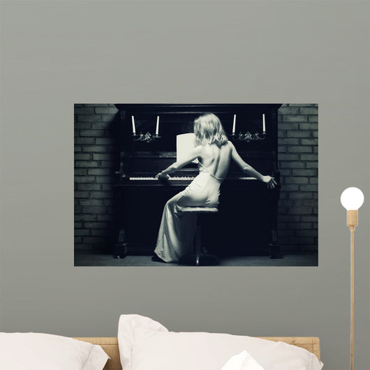 beautiful woman piano Wall Mural