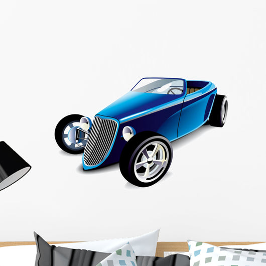 Blue Hot Rod Wall Decal