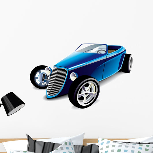 Blue Hot Rod Wall Decal