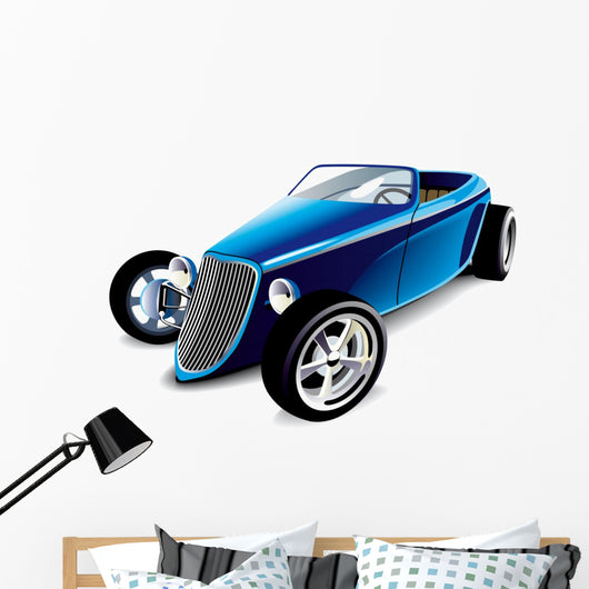 Blue Hot Rod Wall Decal
