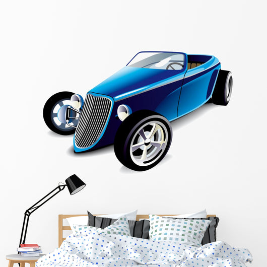 Blue Hot Rod Wall Decal