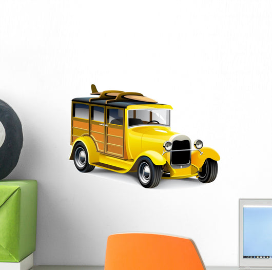 Yellow Hot Rod Wall Decal