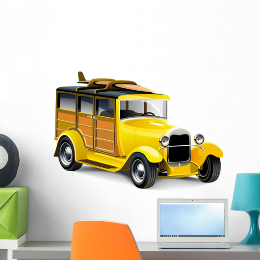 Yellow Hot Rod Wall Decal