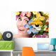 Girl with Flower and Wall Decal