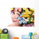 Girl with Flower and Wall Decal