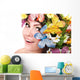 Girl with Flower and Wall Decal