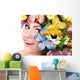 Girl with Flower and Wall Decal