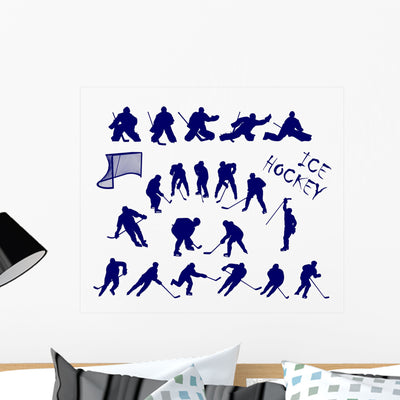 Vector Silhouettes Ice Hockey shown on a wall