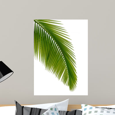Green Palm Tree Wall Decal shown on a wall