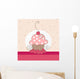 vintage cupcake card with hearts Wall Mural