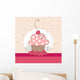 vintage cupcake card with hearts Wall Mural