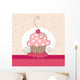 vintage cupcake card with hearts Wall Mural