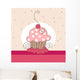vintage cupcake card with hearts Wall Mural