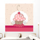 vintage cupcake card with hearts Wall Mural