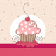 vintage cupcake card with hearts Wall Mural