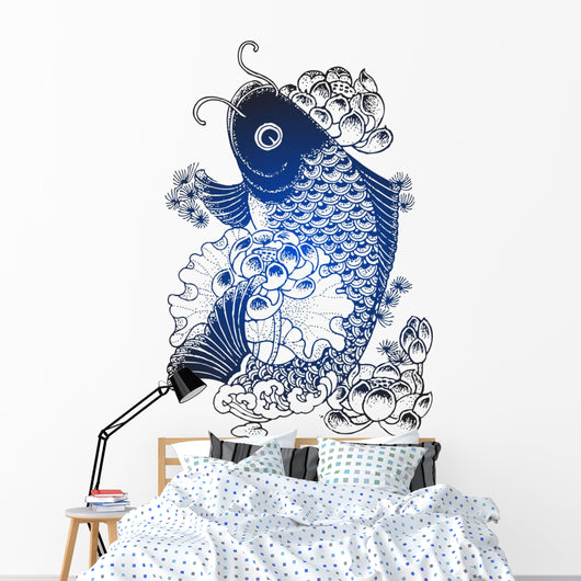 classic oriental fish emblem Wall Decal