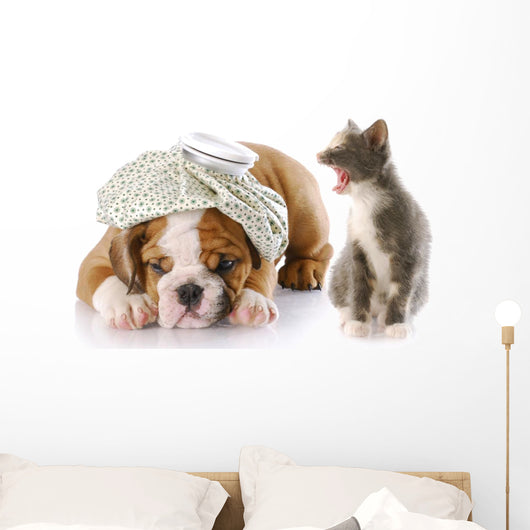 Dog and Cat Fight Wall Decal