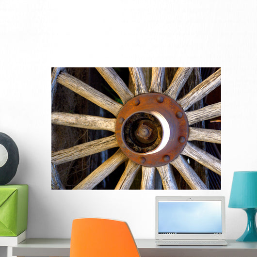 Objects - Rusty Wagon Wheel Wall Mural