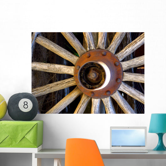 Objects - Rusty Wagon Wheel Wall Mural