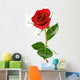 red valentine rose with dew Wall Decal