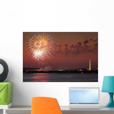 Fireworks over Washington Dc Wall Mural shown on a wall