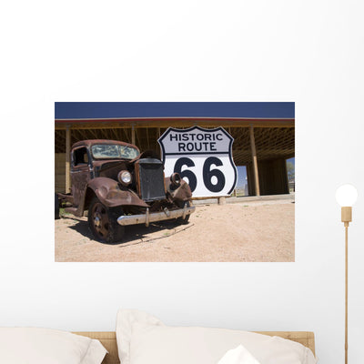 Route 66 Wall Mural shown on a wall