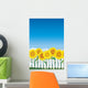 Sunflower behind white fence Wall Mural