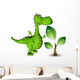 dino baby dragon green plant Wall Decal