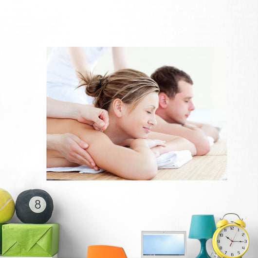 Loving couple having an acupunctre therapy Wall Mural