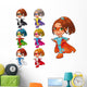 Young Female Superheroes Wall Decal Sticker Set