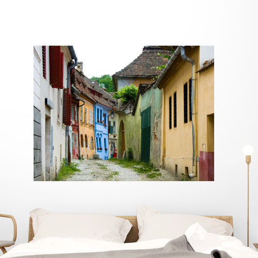 Sighisoara medieval street, Transylvania in Romania Wall Mural
