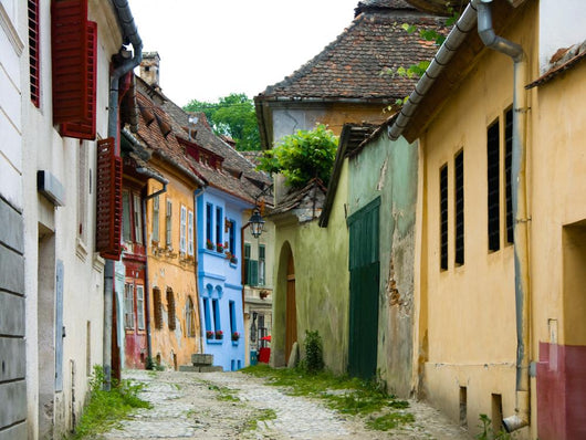 Sighisoara medieval street, Transylvania in Romania Wall Mural