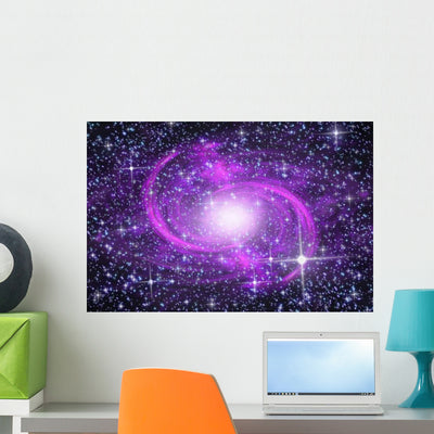 Spiral Galaxy Wall Mural shown on a wall