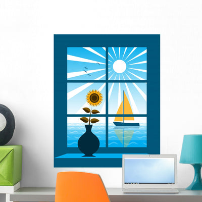 Sailboat outside Window shown on a wall
