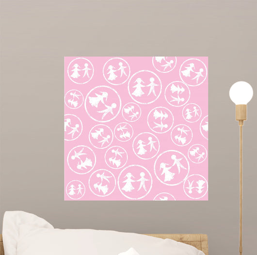 Pink Pattern with White Wall Decal