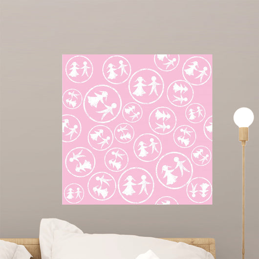 Pink Pattern with White Wall Decal