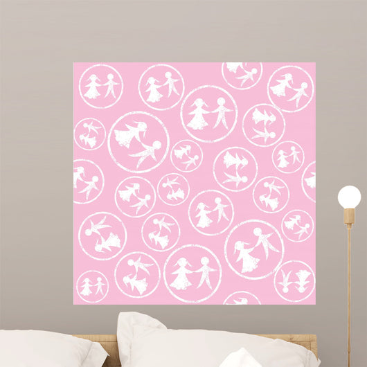 Pink Pattern with White Wall Decal