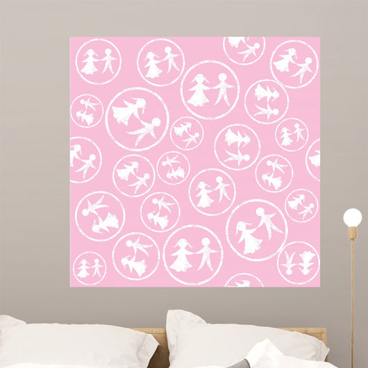 Pink Pattern with White Wall Decal